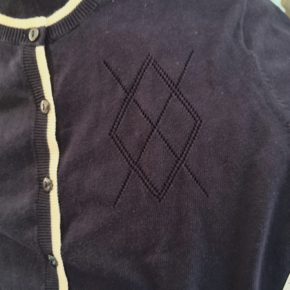 JH Collectibles Argyle NWT short 19 p2 p sleeve Cardigan Sweater / sm petite - Picture 4 of 5